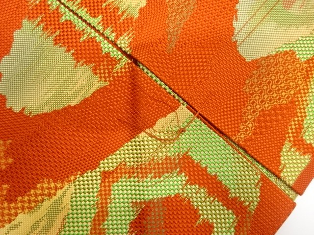  未使用品　本場筑前博多　変わり亀甲に霞模様織り出し　名古屋帯